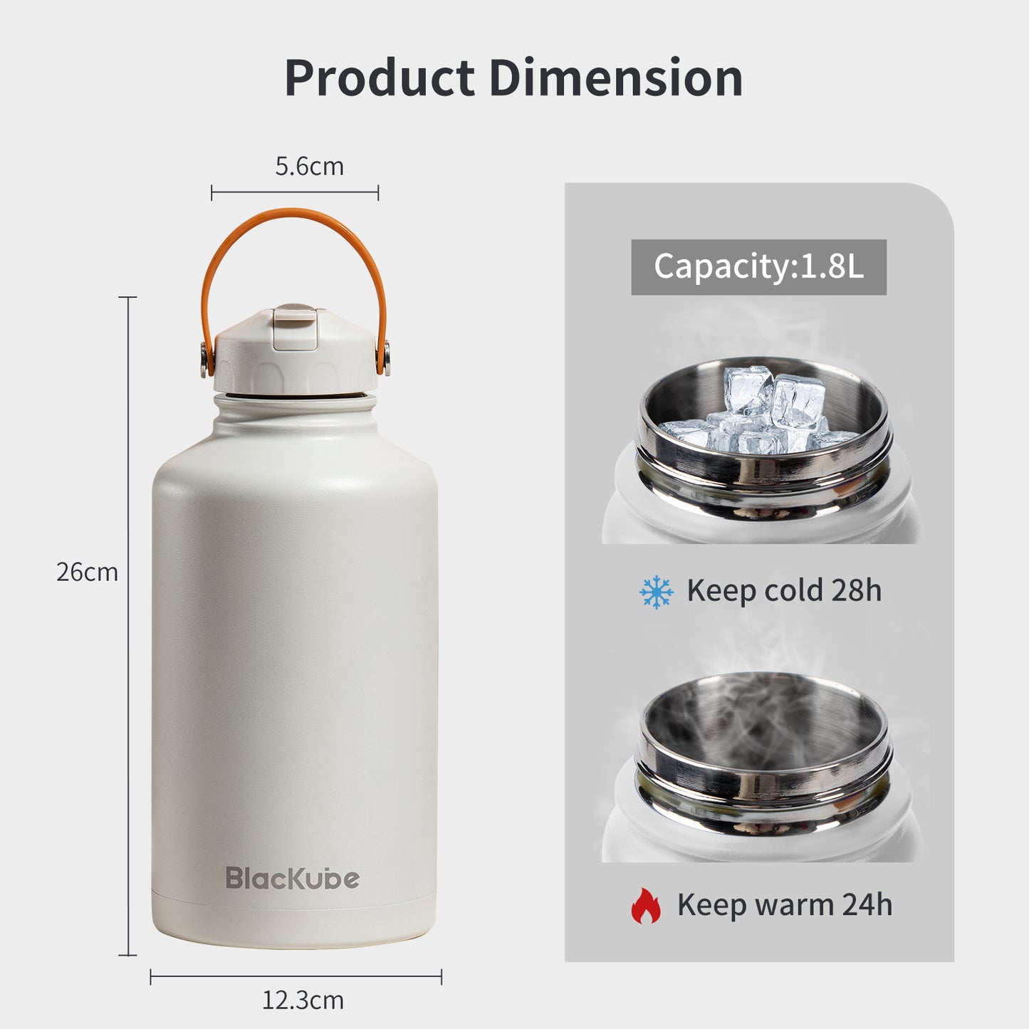BlacKube 喝多多保溫杯 1800ml 不鏽鋼材質 保溫/保冷 超大容量 品牌授權正品 露營必備保溫壺 送吸管刷