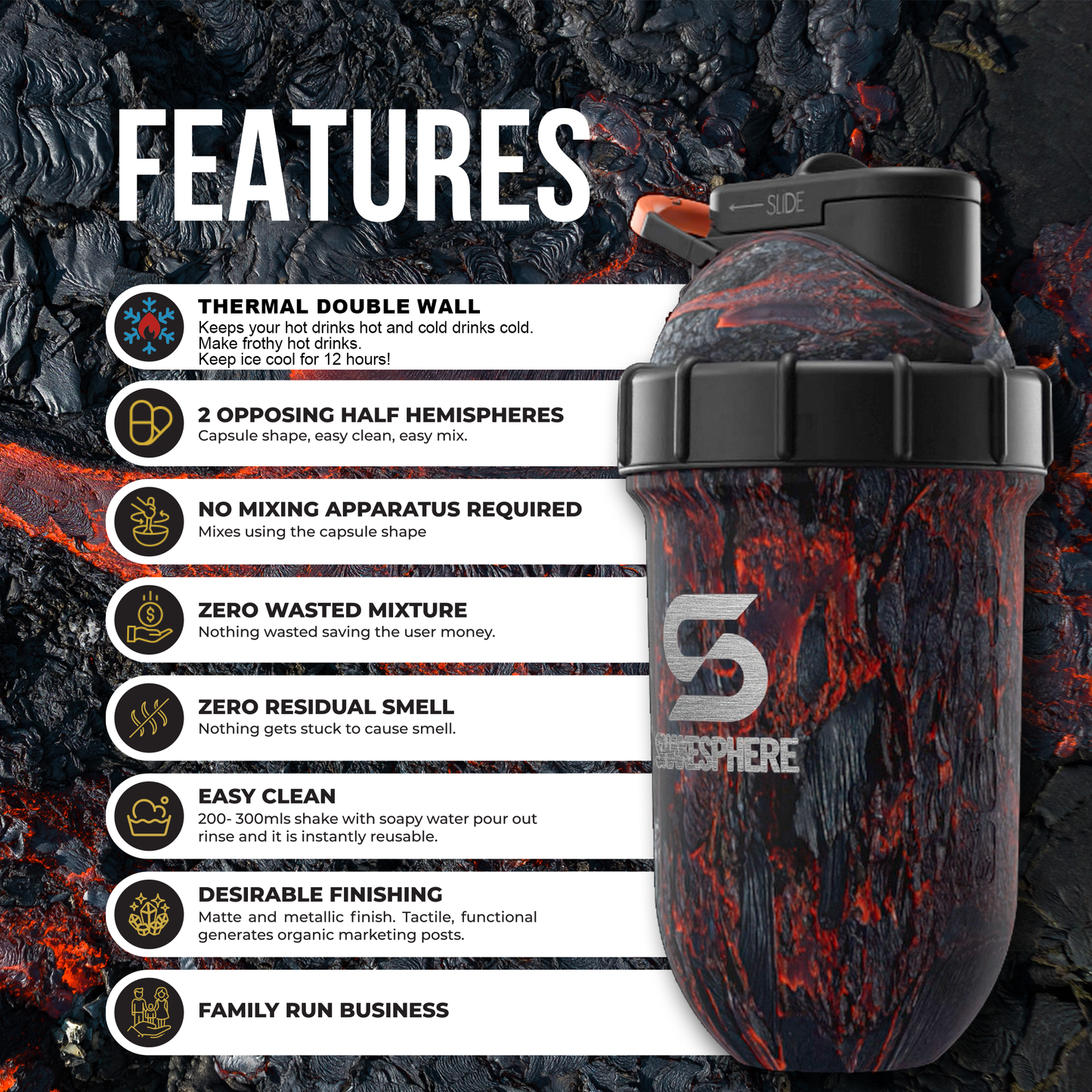 ShakeSphere 700ml Stainless 雙層不鏽鋼 膠囊雪克杯